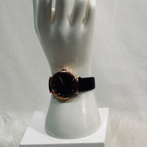 Kate Spade Morningside Rose Gold Black Scallop Dial Leather Watch no battery